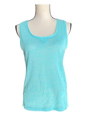ST. studio Aqua Turquoise Scoop Neck Tank Top Size S
